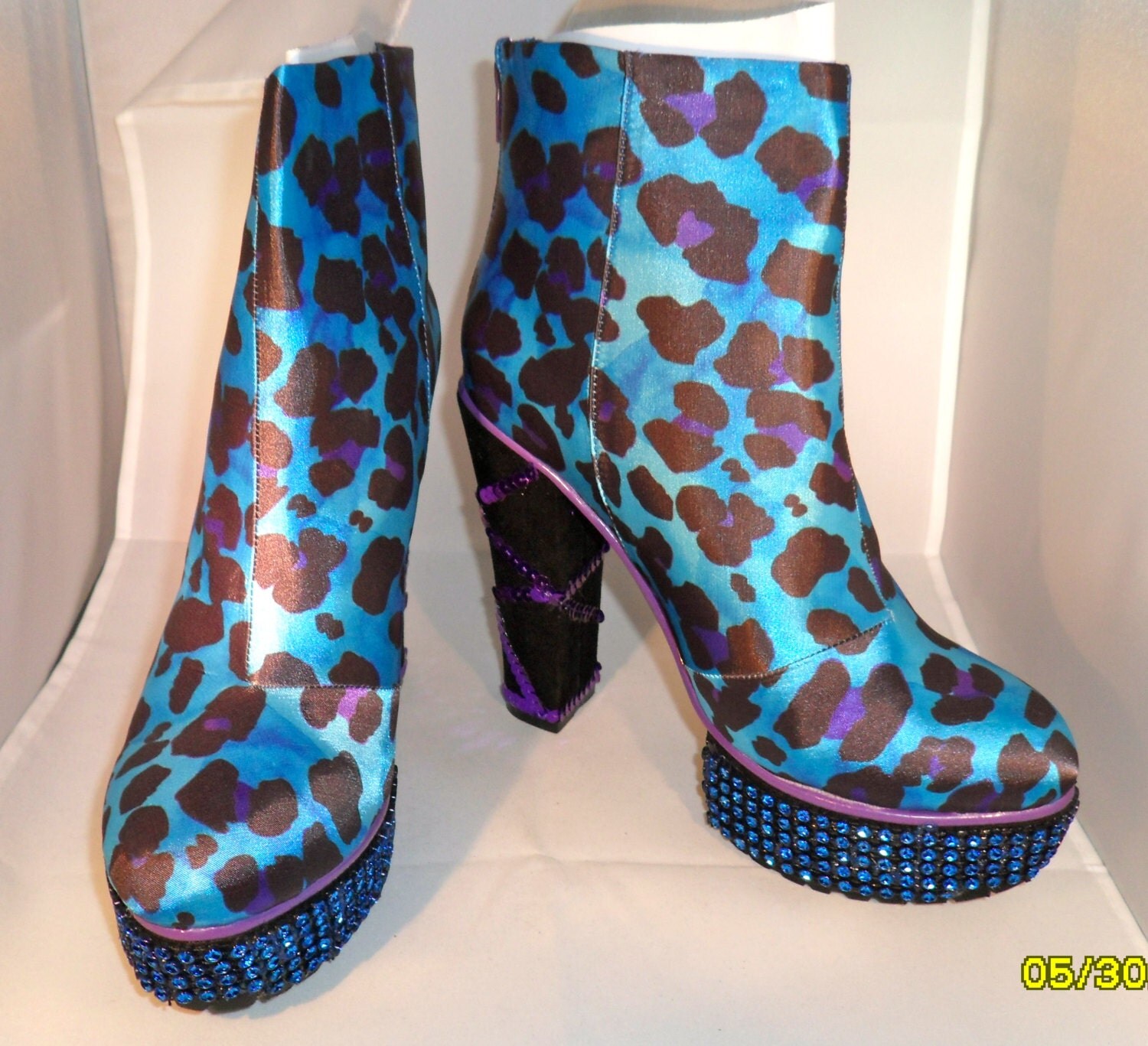 turquoise leopard booties