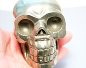 Pyrite Fools Gold Crystal Skull Giant Sized Hand Carved 3 3/4 Inches Helps Create Large Cash Flow!