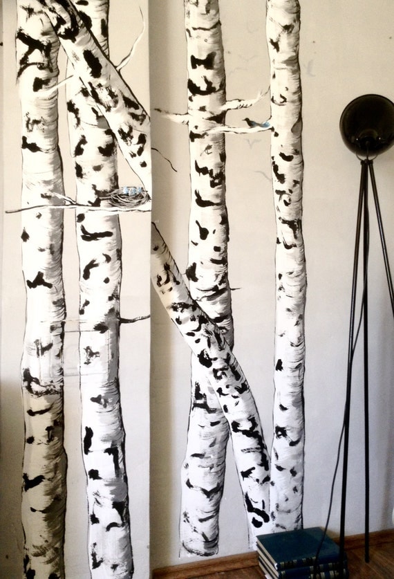 Birch tree forest wall mural nature DIY PDF tutorial