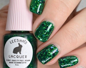 Green Jelly Nail Polish, Glitter Nail Polish - Aurora Borealis - Jelly's from Outer Space Collection
