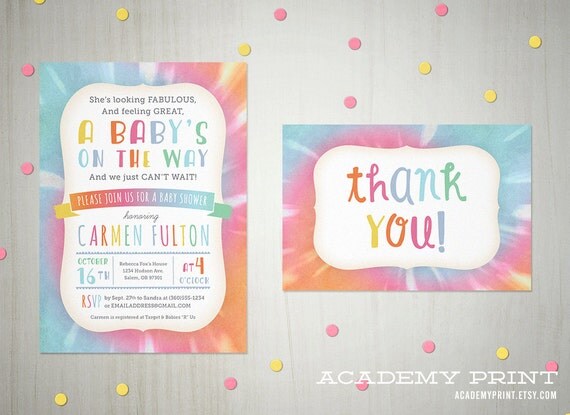 Tie Dye Baby Shower Invitations 10