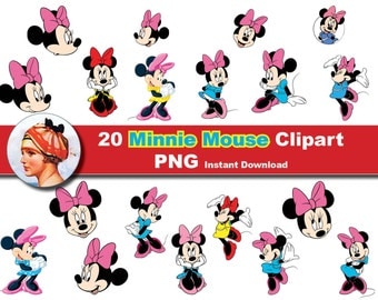 20x Minnie Mouse Clipart -PNG and JPEG Digital Clipart - Disney clip art Instant Download (No. 26)