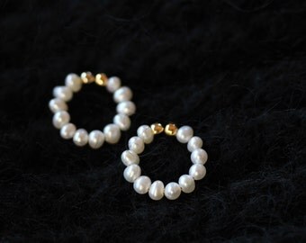 White Pearl Non Pierced Earrings, Small Hoop Clip On Earrings, June Birthstone, Dainty Bridal Jewellery, Simple Everyday Earrings