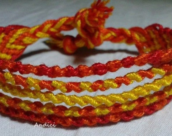 Friendship Bracelet, Macrame, Woven Bracelet, Wristband, Knotted Bracelet - Red Orange Yellow Shades
