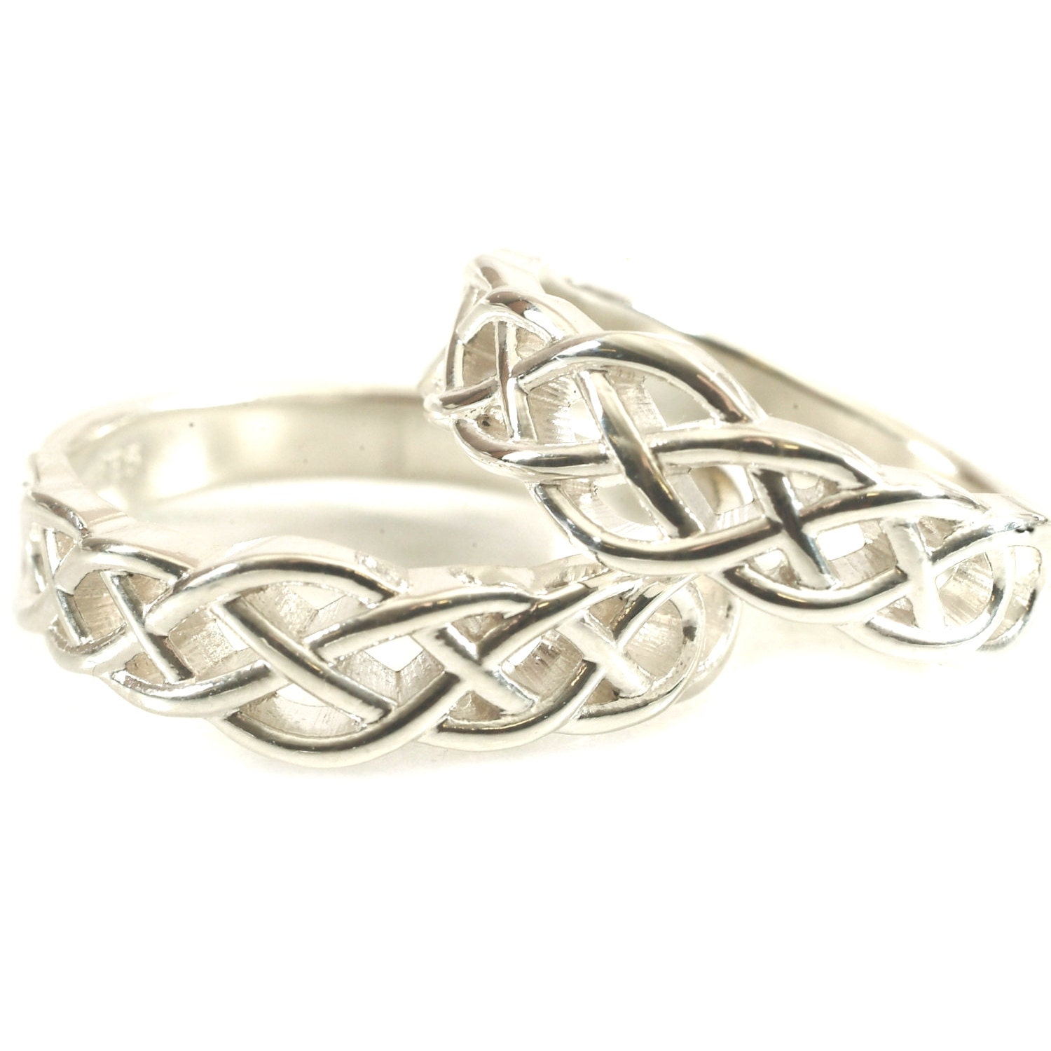 Celtic Knot Wedding Band Set 925 Sterling Silver Wedding Ring 7297