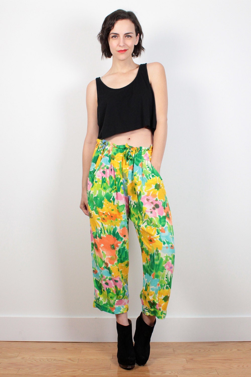 Vintage Jams World Pants 1990s Jams Floral by ShopTwitchVintage