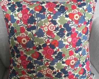 45cm Cushion Cover/pillow in Boxford fabric from Liberty of London, complemented by a french linen backing