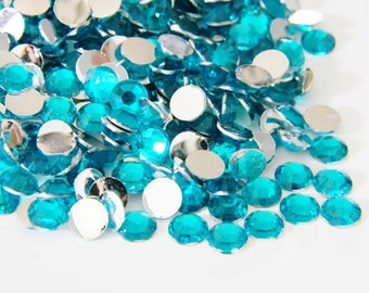 1000 DARK AQUAMARINE Flatback Resin RHinestones 2mm or 3mm 4mm or 5mm or 200 6mm DIY Bling Craft Embellishments Faceted High Quality