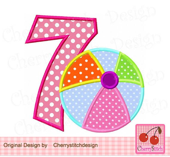 Birthday Number 7 with Beach ballBeach ball digital