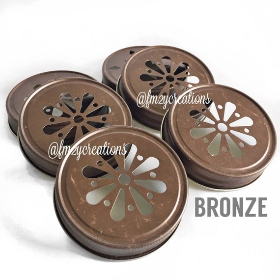 Daisy Cut Mason Jar Lids6 BRONZE Daisy Cut Mason Jar Lids