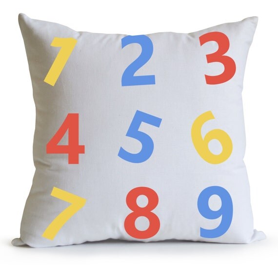 Items similar to Linen Pillow CoverKids Numbers Printed Pillows Fun