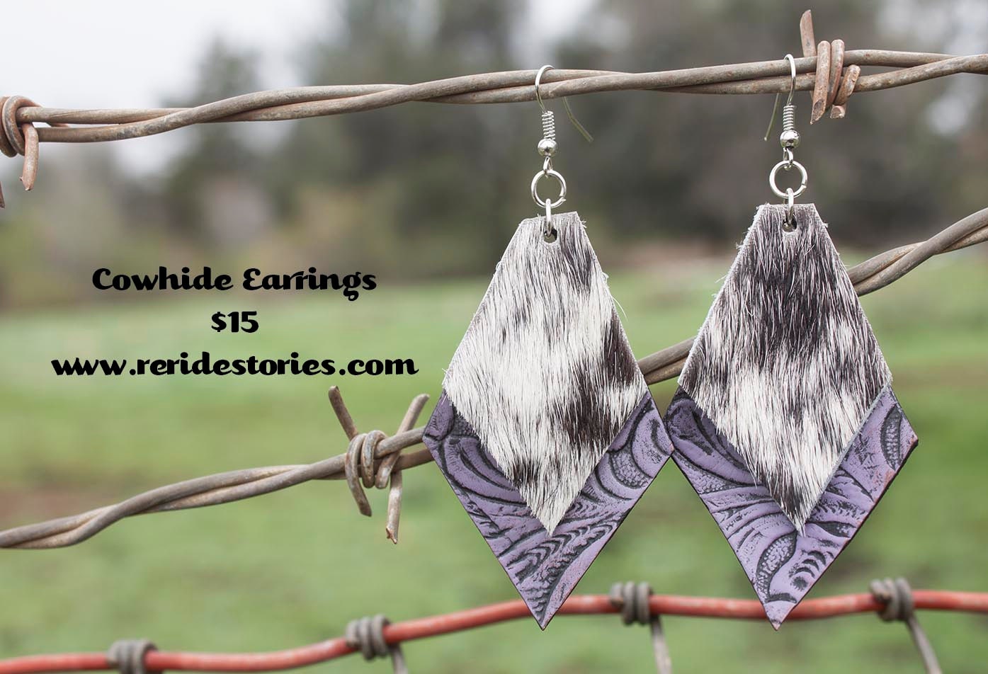 Leather & Cowhide Earrings Purple by ReRideStories on Etsy