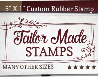 Custom Rubber Stamp, Logo Stamp, Packaging Rubber Stamp, 1" x 5" Wood Mounted