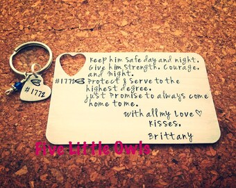 Police wallet insert, Personalized wallet card, gifts for men, wallet card dad, custom wallet card keychain for police