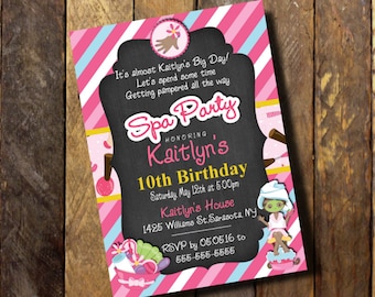 Spa Party Invitation,Spa Party Invitations, Invitations Spa Party, Chalkboard Invitation, Spa Birthday,Birthday Invitation,Digital/printed