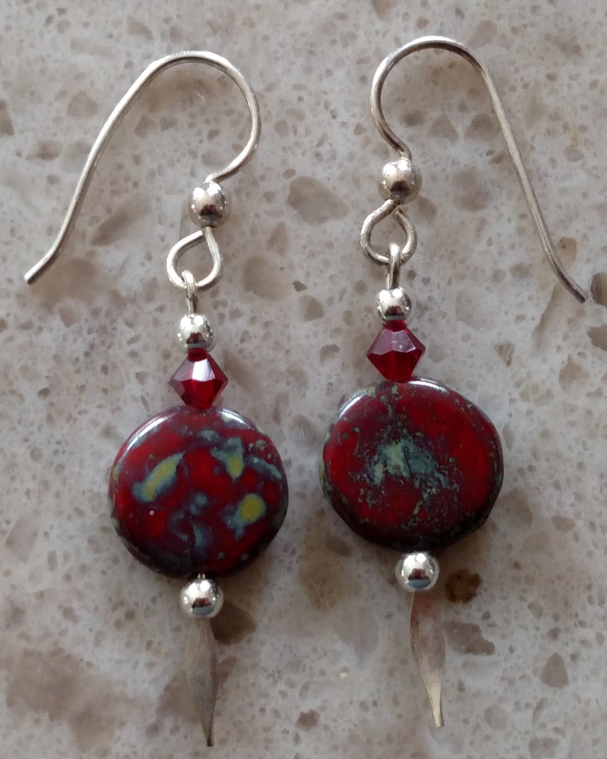 Red Stone Earrings by LynnGranstromDesigns on Etsy