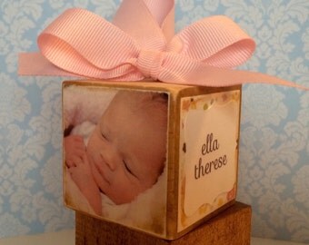 Baby's First Christmas Photo Block Ornament