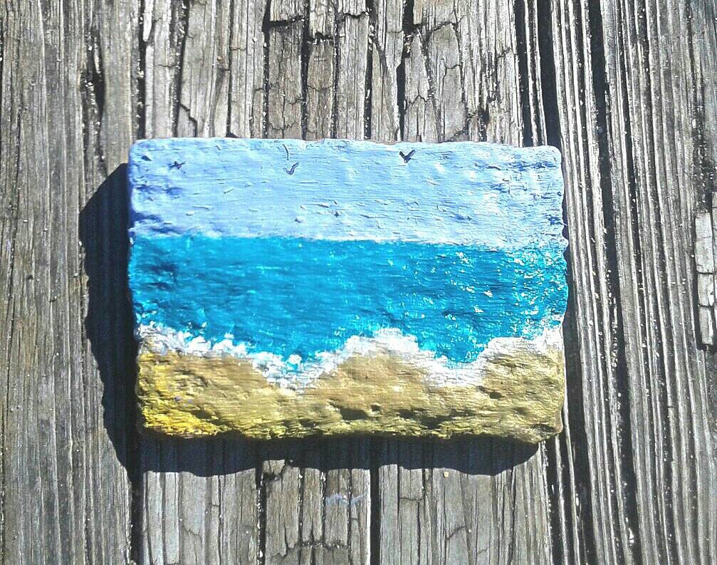 Driftwood beach painting driftwood beach decor reclaimed