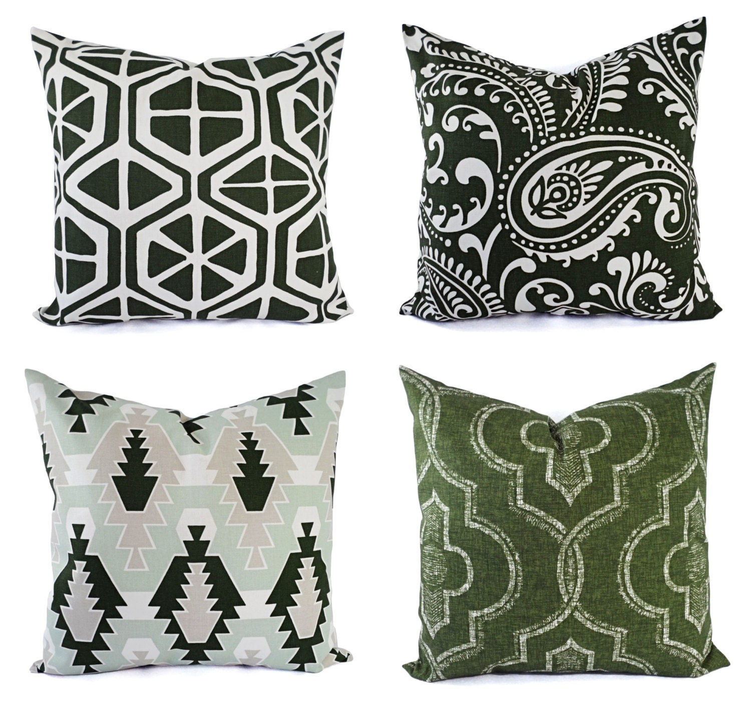 Green Pillow Sham Dark Green Pillow Cover Forest Green