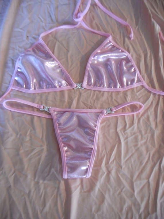 Baby Pink Micro Thong String Bikini Made In Usa Pole Dancer Tanning