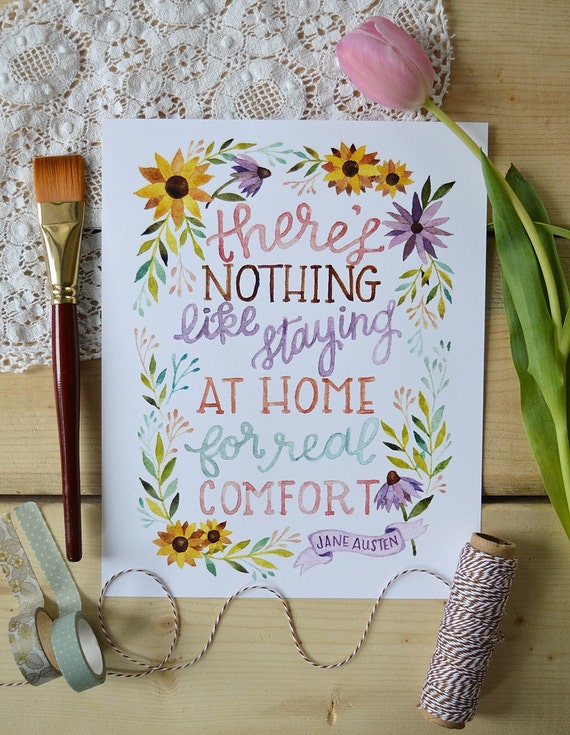 Spring Art Jane Austen Quote Jane Austen Art Watercolor