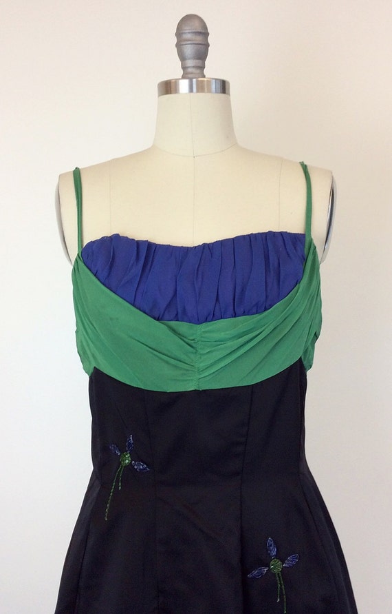 SALE /// 50s Beaded Party Dress / Silk Chiffon 1950s Vintage