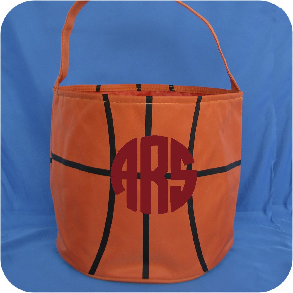 Monogrammed Basketball Bucket Kids Basketball Toy Bag