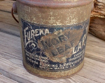 Antique Eureka Ivory Leaf Lard Pail, Northern Packing and Provisions of Boston