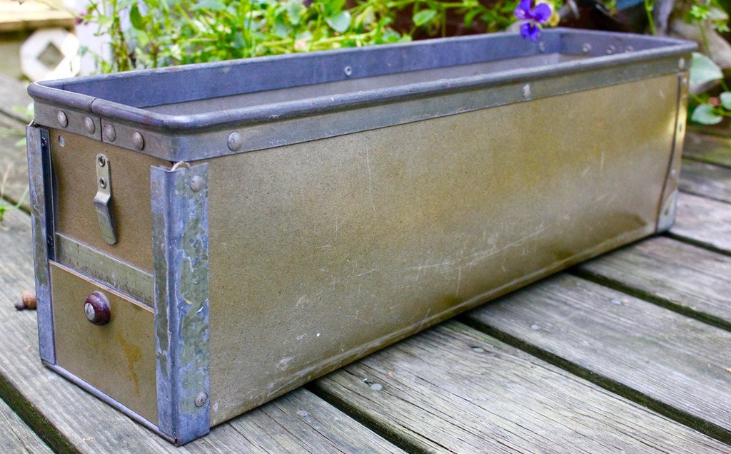 Vintage Fiberboard and Metal Mail Bin or Drawer/Office/