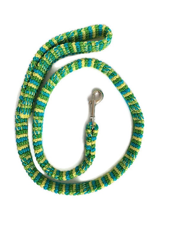 Spring dog leash in Green and Turquoise for Medium to Large