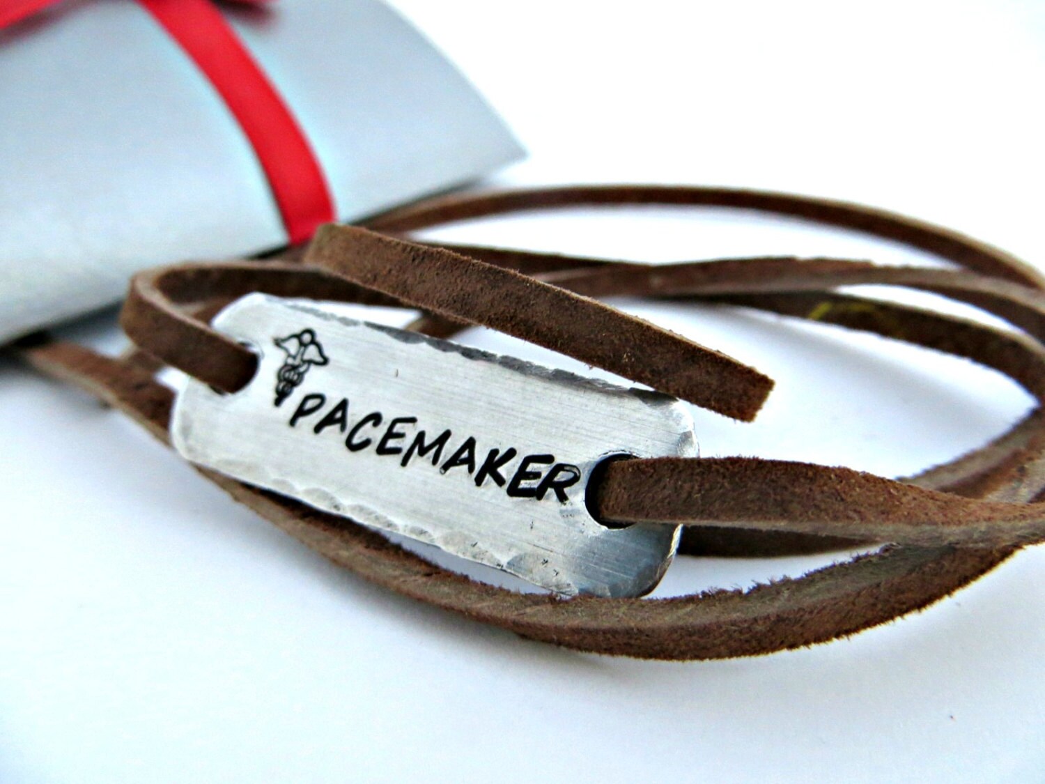 Custom shoe lace tags medical alert pacemaker leather wrap