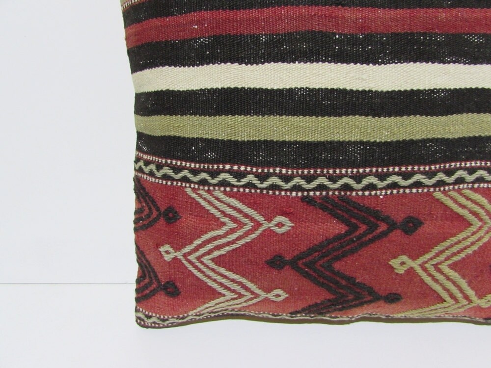 coral pillow case 18x18 red kilim pillow by DECOLICKILIMPILLOWS