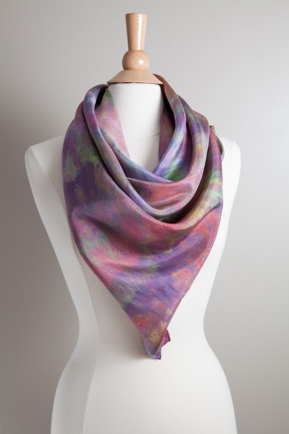 Items similar to Hand Dyed Silk Scarf - Square Scarf - Scarf Shawl ...