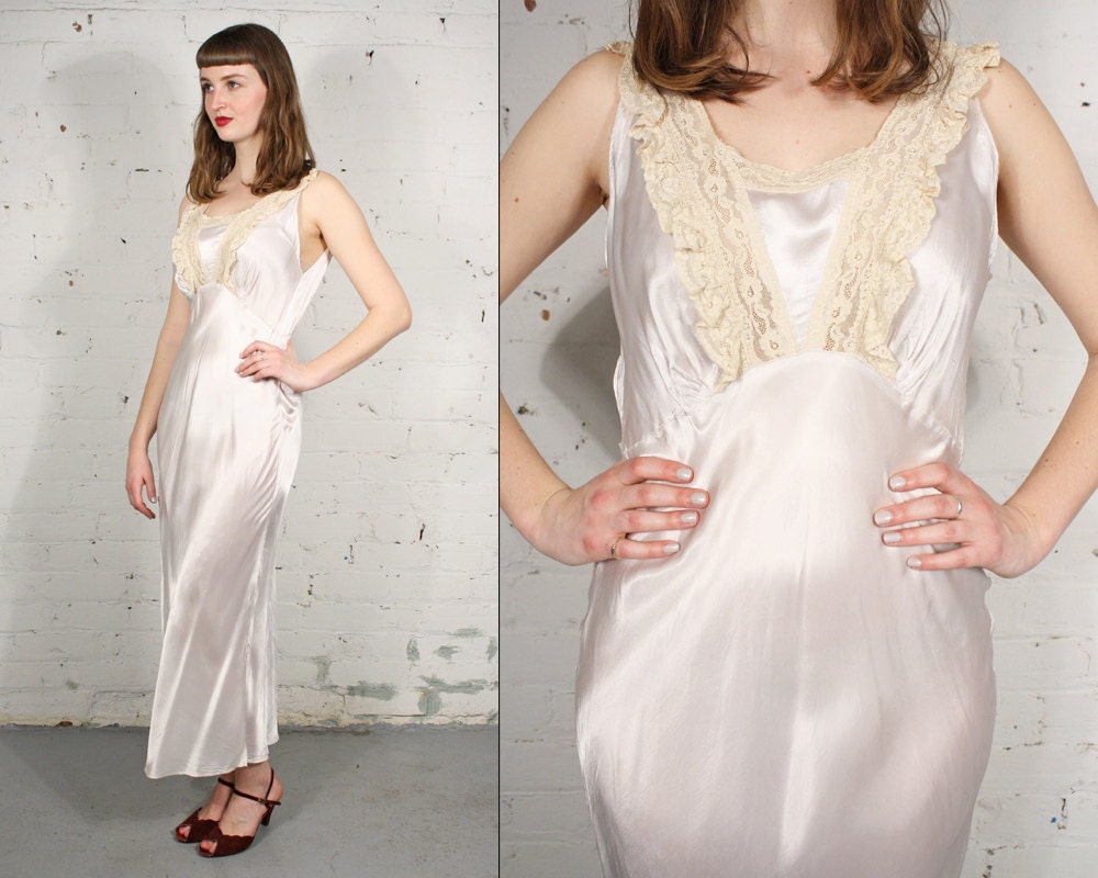off white satin slip dress