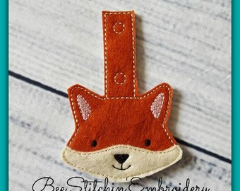 Fox ITH Snap Tab - 4x4 Embroidery Design - INSTANT DOWNLOAD