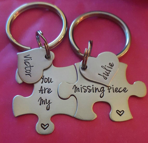 Personalized You Are My Missing Piece Puzzle Piece Key Chain