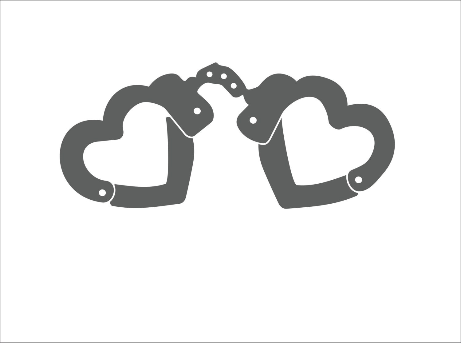 Heart shaped handcuffs cop police policeman instant digital