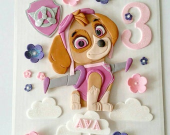 Paw patrol cake topper. Skye fondant cake topper. Edible cake topper.