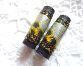 Black Paper art beads unique tube beads Handmade Paper Bead - set of 2 Black Paper art beads unique tube beads Handmade Paper Bead - set of 2