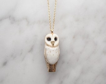 Lucky , Barn Owl whistle pendent Necklace.