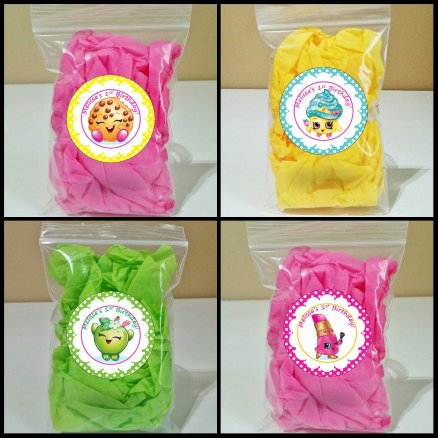 12 Personalized Shopkins Cotton Candy Bags Small Candy Bags