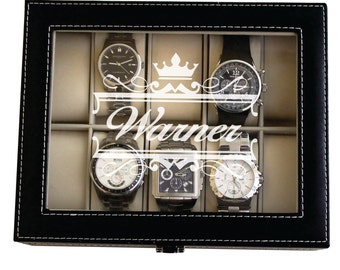 Custom Watch Box, Watch Case for Men, Watch Case Personalized, Watch Box for Him, Mens Watch Case, Engraved Watch Case, Watch Holder