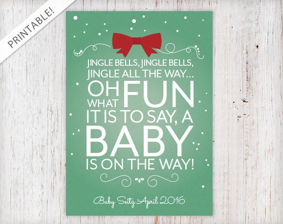 Typographic Christmas Present Pregnancy Announcement Jingle