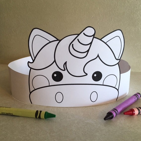 unicorn paper crown color your own printable