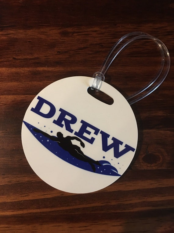 Items similar to Swimmer Bag Tags/Customize Bag Tags/Sports/Swimming/School Sports/Lunch Bag