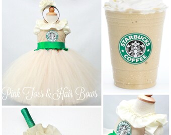 Starbucks tutu dress- starbucks costume- starbucks tutu-shopkins dress-starbucks birthday-starbucks -Frappe costume-Starbucks dress