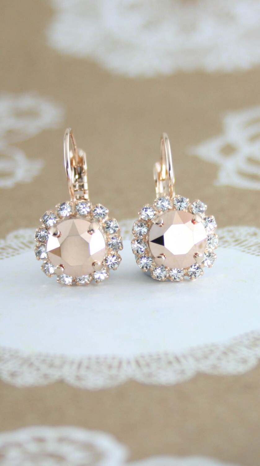 Rose gold earringSwarovski rose gold crystal earringcrystal