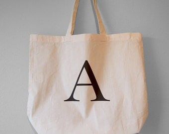 Monogram Tote, Alphabet Bag, Choose Your Letter - Natural Cotton Tote Bag/Maxi Bag/Canvas Tote Bag