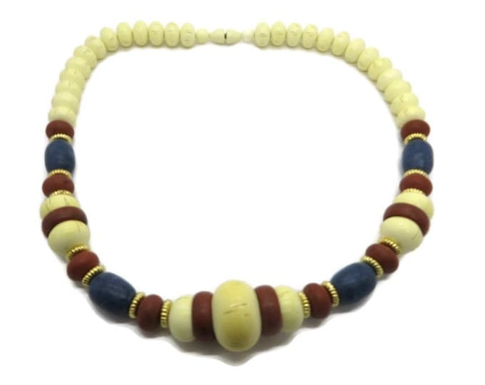 AVON Indian Summer Necklace, Vintage 1980s Beaded Necklace