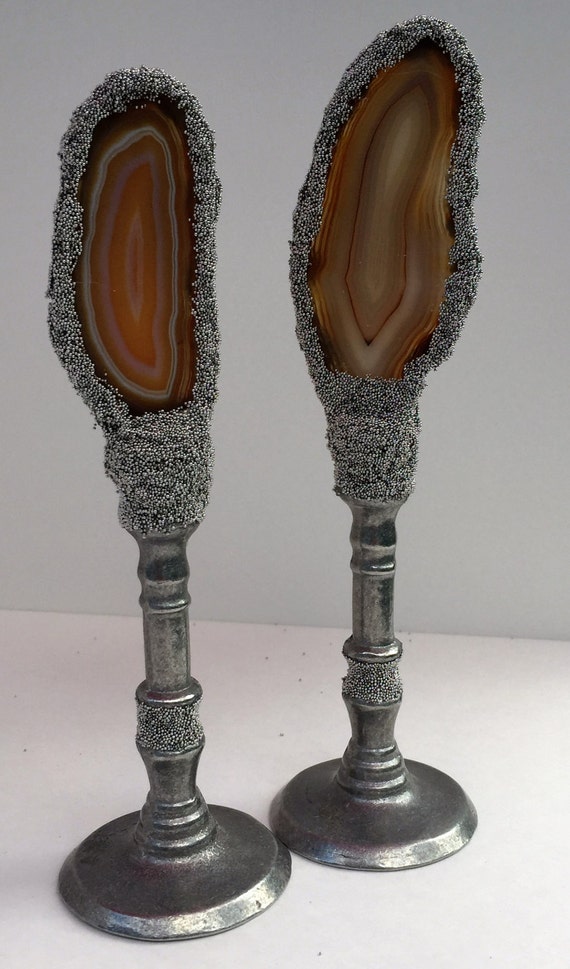 Agate Slice Decor Agate Slice on Pewter Base/Stand Agate